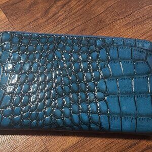 Blue Reptile Zip Wallet Clutch